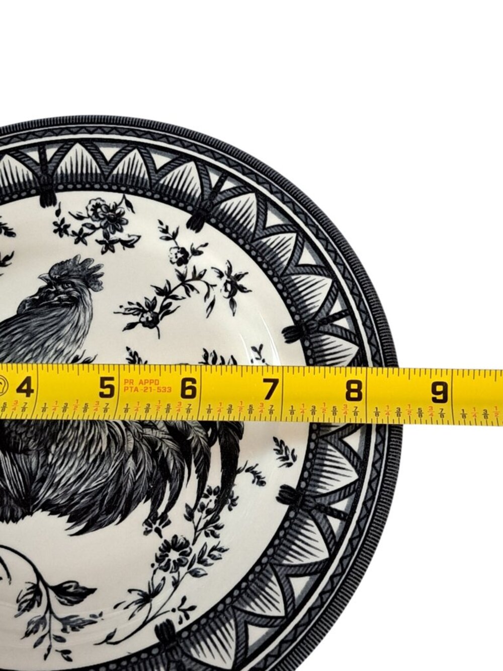 Churchill Black Rooster 8.5" Salad Plates Toile Floral Tassel Country Cottage - Picture 8 of 15